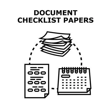 Document checklist papers organizing business planning schedule Stock Illustration
