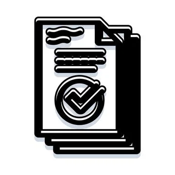 Document with checkmark confirming agreement and approval Stock Illustration