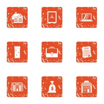 Document chief icons set, grunge style Illustrazione stock