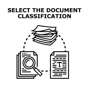 Document classification process selecting information for organization Stock Illustration