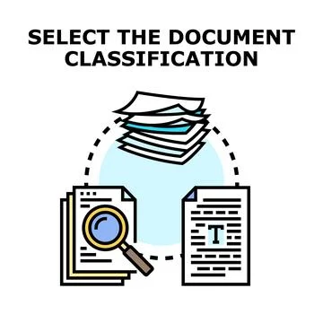 Document classification process selecting information for organization Stock Illustration
