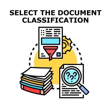 Document classification selecting and information management process Stock Illustration