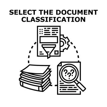 Document classification selecting and information management process Stock Illustration