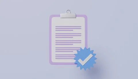Document of clipboard information, Noted book document, Verified Task 3D Icon Stock Illustration
