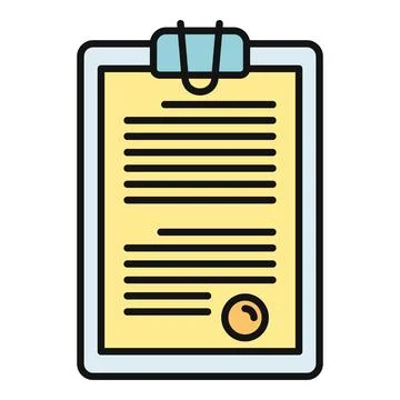 Document on clipboard with official seal or stamp Stock Illustration