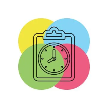 Document with clock icon, vector questionnaire Stock Illustration