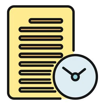 Document with clock illustrating task deadlines and time management Stock Illustration