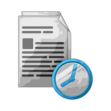Document with clock illustration Stock Illustration