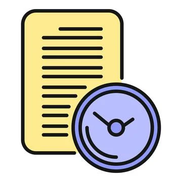 Document with clock indicating time management deadline Stock Illustration