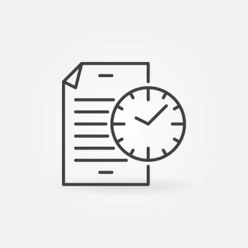 Document with clock line icon. Vector file with time sign Illustrazione stock