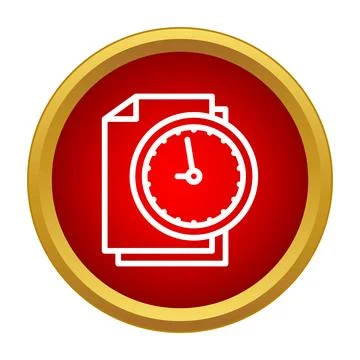 Document with clock outlining time management schedule icon Stock Illustration