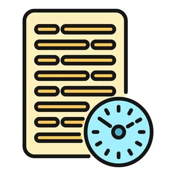 Document with clock representing deadline and time management Stock Illustration