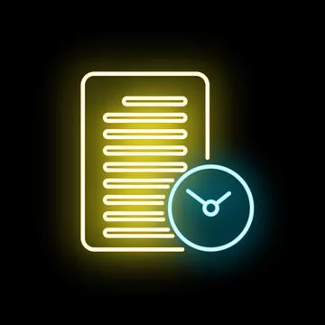 Document with clock representing deadline and time management Stock Illustration