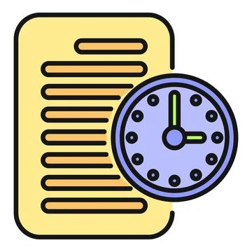 Document with a clock representing deadline management Stock Illustration