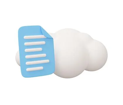 Document cloud 3d illustration. Minimal 3d render illustration isolated on .. Stock Illustration