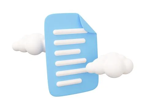 Document cloud 3d illustration. Minimal 3d render illustration isolated on .. Stock Illustration