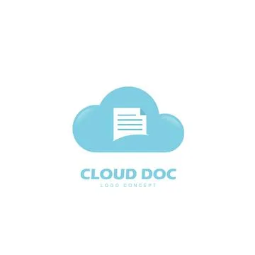 Document Cloud Logo Design Template Flat Style Vector Stock Illustration
