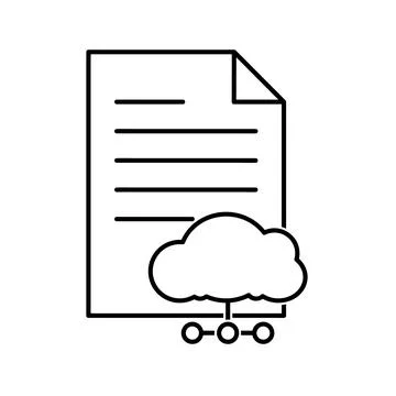 Document with cloud storage symbol flat icon. Pictogram for web. Line stroke. Stock Illustration