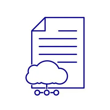 Document with cloud storage symbol flat icon. Pictogram for web. Line stroke. Stock Illustration
