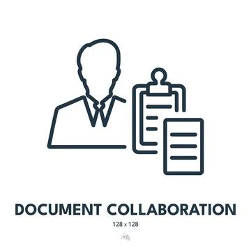Document Collaboration Icon. Documentation, Paperwork, Teamwork. Editable S.. Stock Illustration