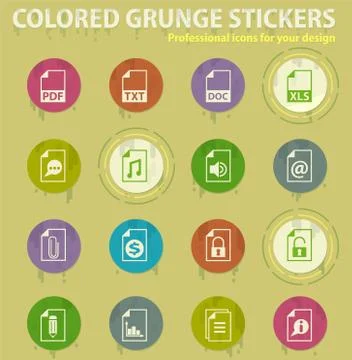 Document colored grunge icons Stock Illustration