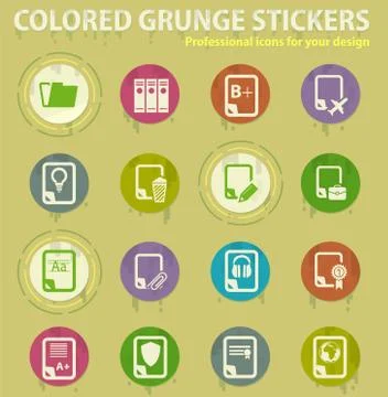 Document colored grunge icons Stock Illustration