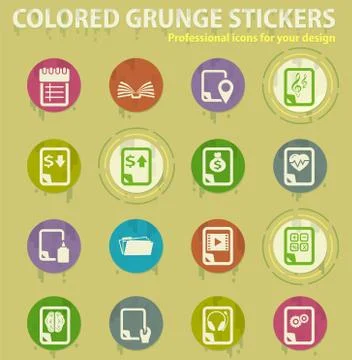 Document colored grunge icons Stock Illustration