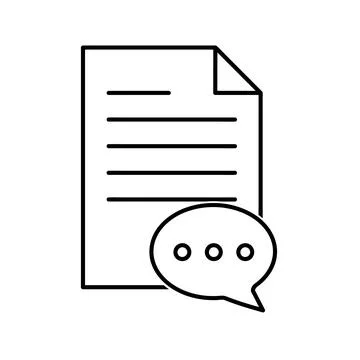 Document with comment sign flat icon. Pictogram for web. Line stroke. Isolate Stock Illustration