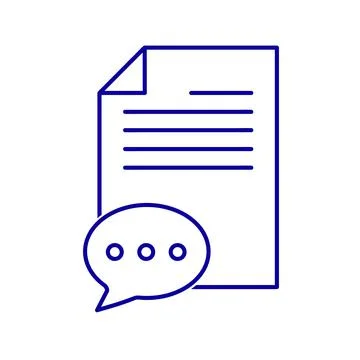Document with comment sign flat icon. Pictogram for web. Line stroke. Isolate Stock Illustration