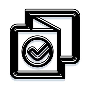 Document completing process with check mark icon Stockillustratie