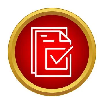 Document completing with validation check mark icon Stock Illustration