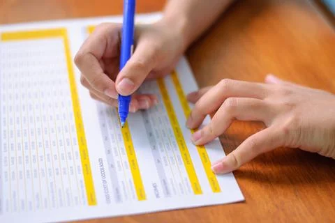 Document completion event office space action shot indoor setting close-up .. Stock Photos