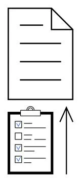 Document Completion Process Highlighted with Checklist and Paper Icon for イラスト素材