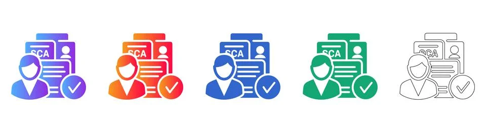 Document Compliance and User Verification Icons Stock Illustration