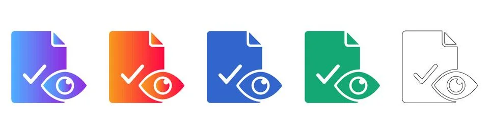 Document Compliance and Visual Auditing Icons Stock Illustration