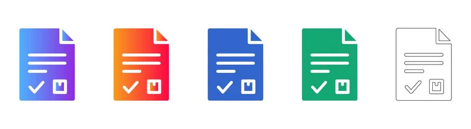 Document Compliance Verification Icons Stock Illustration