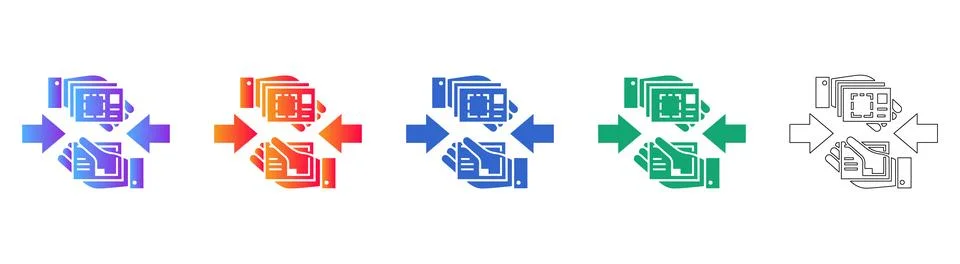 Document Compression &amp; Expansion Icon Set: Data Management Graphic Stock Illustration
