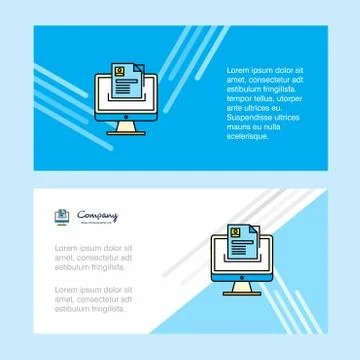 Document in computer abstract corporate business banner template, horizontal  Stock Illustration
