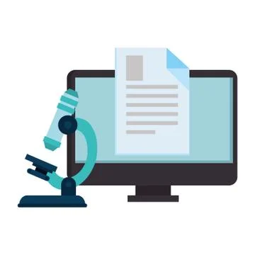 Document with computer and microscope イラスト素材
