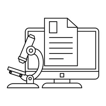 Document with computer and microscope イラスト素材