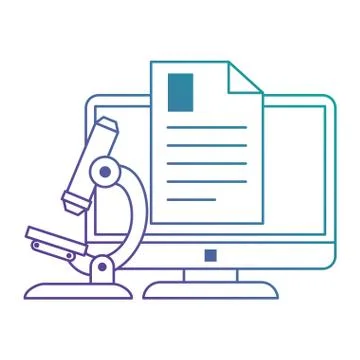 Document with computer and microscope イラスト素材