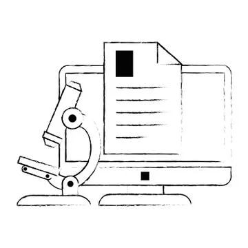 Document with computer and microscope イラスト素材