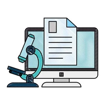 Document with computer and microscope Stock Illustration