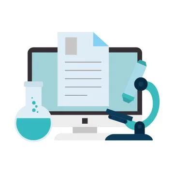 Document with computer and tube test Stock Illustration