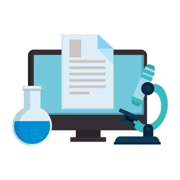 Document with computer and tube test 스톡 일러스트