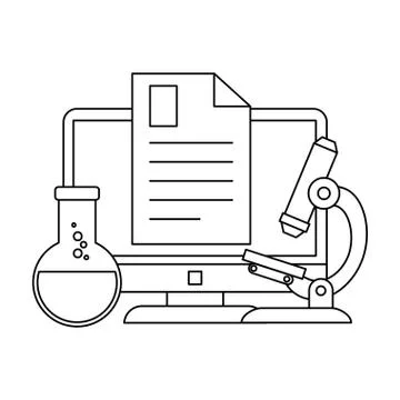 Document with computer and tube test 스톡 일러스트