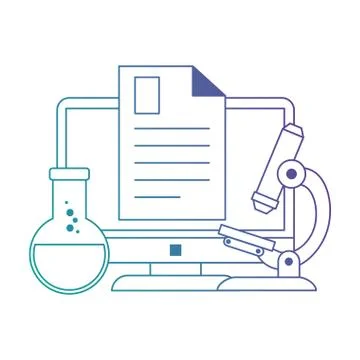 Document with computer and tube test Illustrazione stock