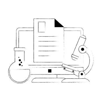 Document with computer and tube test Stock Illustration