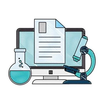 Document with computer and tube test Illustrazione stock