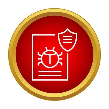 Document with computer bug and security shield icon イラスト素材